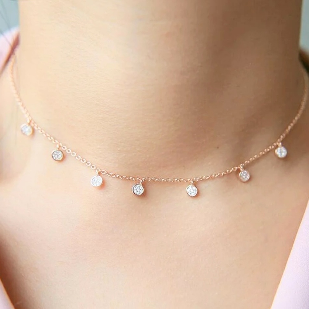 18k Rose Gold vermeil CZ choker necklace